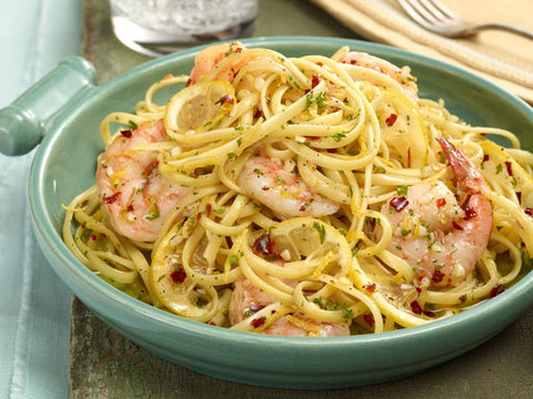 Shrimp Scampi Over Linguini